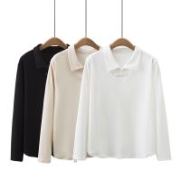 【มีไซส์ใหญ่】Plus Size XL-4XL Womens Long Sleeved White Black Spring Autumn Shirts Oversized Turn Down Collar A-line Female Tops