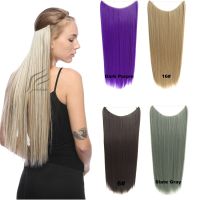 Jeedou 0ne Piece Synthetic Hair Extension Straight 24 60cm 100g Pink Grey Color Womens Simple Convenient Hairpieces