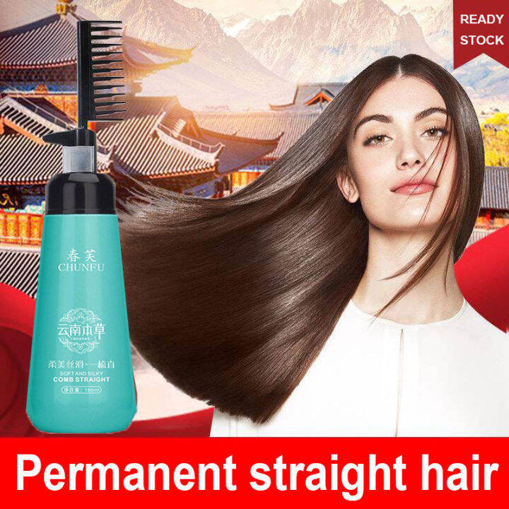 permanent Hair Straightener Cream Keratin Hair Straighten Comb 180ml