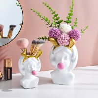 Nordic Cute Girl Blowing Bubbles Figurine Resin Planter Pots Interior Desktop Balcony Succulents Decor Flower Vase Decorative