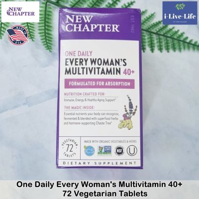 วิตามิน และแร่ธาตุรวม สำหรับผู้หญิงวัย 40 ปีขึ้นไป One Daily Every Womans 40+ Multivitamin 72 Vegetarian Tablets - New Chapter
