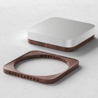 Desktop Stand for Apple Mac Mini and Mac Studio Walnut Wooden Holder Cooling Heat Disspation Mount Accessories for Mac Mini Laptop Stands