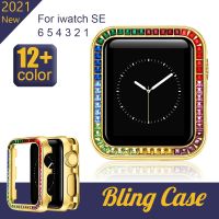 Luxury Bling Diamond case for Apple Watch Band series 8 7 6 5 4 3 2 SE Metal bumper frame crystal cover for iWatch protector