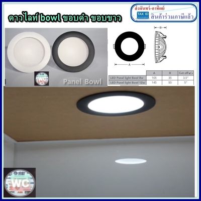 ดาวไลท์ขอบดำ โคมพาแนลไลท์แอลอีดี โบลวLED Panellight Bowl Circle White,Black 8W 12W