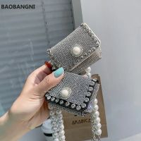 Diamond Mini Crossbody Bag Summer New PU Leather Womens Designer Handbag Pearl Strap Shoulder Messenger Bag Lipstick Bag