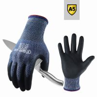 Level 5 Cut-Resistant Gloves Firm Non-Slip Grip Heavy Duty Work Durable Breathable Nitrile Foam Coated Touchscreen