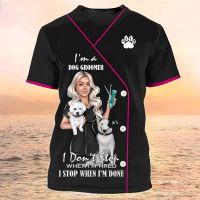 T SHIRT -  （ALL IN STOCK）  Mens and s round neck breathable quick drying pet pattern T-shirt, large short sleeved shirt, unisex fashion uniform, Harajuku top   (FREE NICK NAME LOGO)