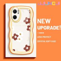 Jlingji เคสสำหรับ Xiaomi MI Xiaomi MI Redmi 10 5G Note 11E 5G Redmi 11 Prime เคสแฟชั่นสีแดงดอกไม้ดีไซน์ใหม่ครีมคลื่นขอบโปร่งใสลายกล้องถ่ายรูปเคสมือถือกันกระแทกแบบใสนิ่มเรียบง่ายป้องกันอย่างอ่อนโยน