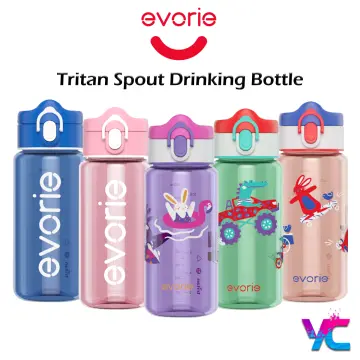 Evorie Tritan Kids Drinking Spout Water Bottle 380mL, Red Rabbit