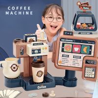 Kids Kitchen Toy Simulation Coffee Machine Toy Set Donut Coffee Cake Pretend Play Shopping Cash Register Toys for Children Gift