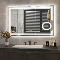 LUVODI กระจก Rectangle Led Backlit Lighted Bathroom Mirror with 3X Magnification กระจกห้องน้ำติดผนัง Antifog กระจกเครื่องสําอาง