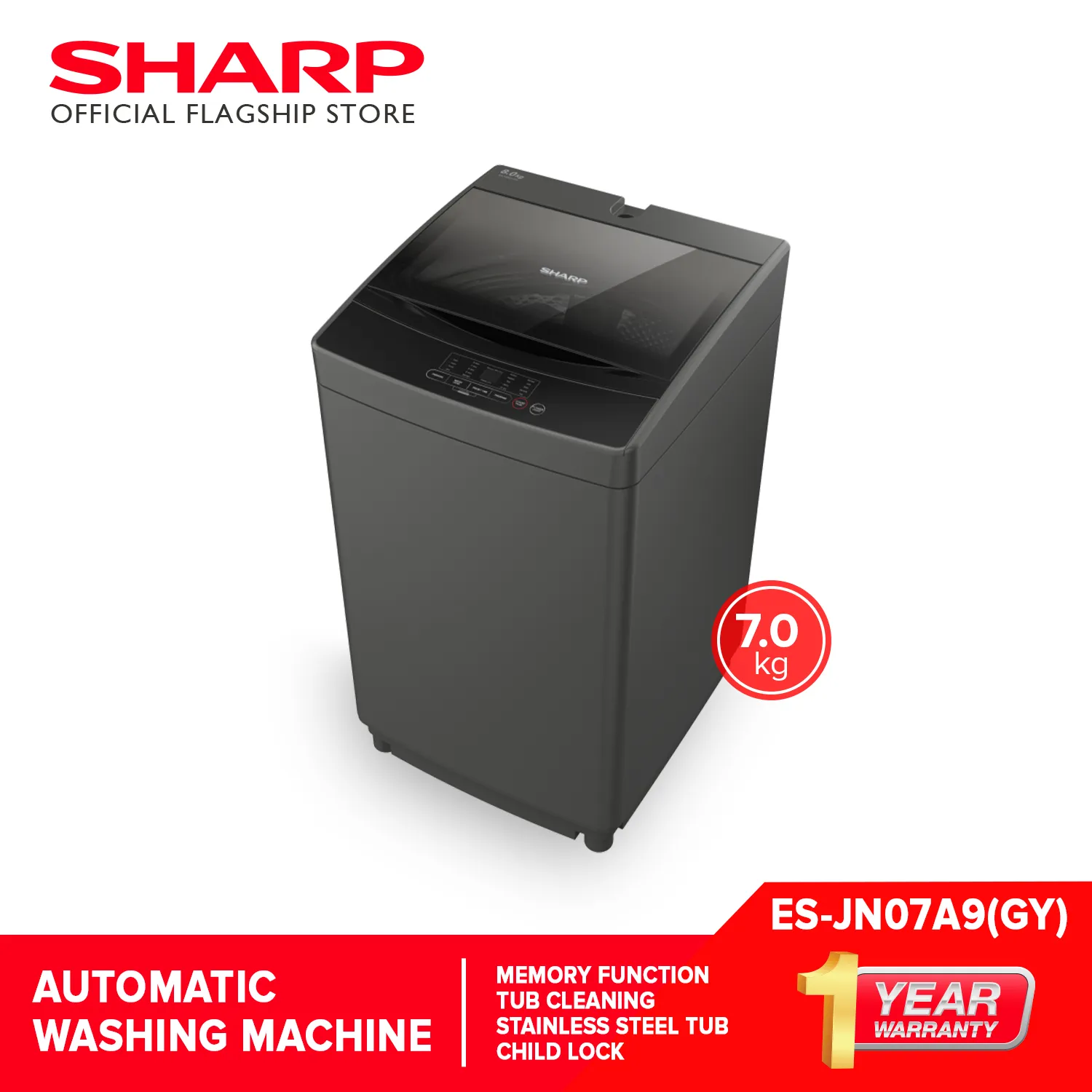 洗濯機Ag+イオンコートSHARP ES-A70E9-N 7kg