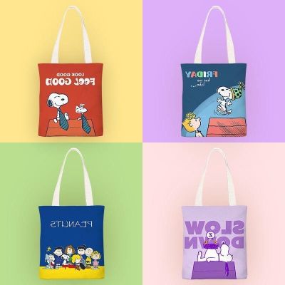 COD DSFGERERERER Cartoon Snoopy Student Tote Bag Big Size Shopping Bag School Bag One Shoulder Canvas Bag
