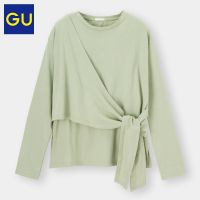 UNIQLO GU เสื้อยืดวันหยุด2แบบที่ยอดเยี่ยมของผู้หญิงเสื้อยืดผ้าฝ้ายแขนยาวฤดูใบไม้ผลิกองทุนใหม่ของ2021