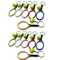 12Pcs Mini Tennis Racket Ball Keychain Pendant Bag Accessories for Bag Sport Advertisement Fans Souvenirs Key Ring