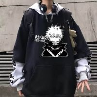 My Hero Academia Hoodie Katsuki Bakugou เสื้อผ้าพิมพ์ลายอนิเมะเสื้อกีฬาแขนยาวแบบปะ Himiko Toga Pullovers Bakugo เสื้อฮูดดี้กราฟิก