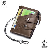 BULLCAPTAIN Mens Zipper Wallet Rfid Wallet Multifunction Storage Bag Coin Purse Wallets Card Bags Genuine Leather Purse Male