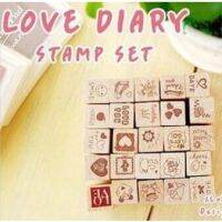 ตัวปั๊มแท่งไม้รุ่น ‘Love Diary’ (สีแดง) และ Happy Life (กล่องเขียว) ลายน่ารักสไตล์เกาหลี