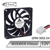 2Pcs Gdstime 12V 80mm 80x80x10mm Computer Case Brushless DC Axial Cooling Fan 8cm 8010 PC Laptop CPU Heatsink Cooler Fan Cooling Fans