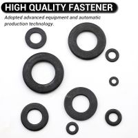 JUIDINTO 1-100pcs Black Flat Washer Carbon Steel M2-M30 Plain Washers for Bolts Screws GB98