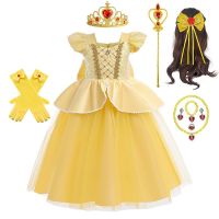 Belle Princess Dress Childrens Disney Girls Birthday Fashionable Beauty and the Beast Ball Performance