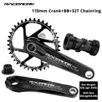 RACEWORK จักรยาน Crankset Mtb Crankks Crankset Chainring จักรยานแท่งเชื่อมต่อ Hollow Integrated Fire Crank Arms สำหรับชิ้นส่วนจักรยาน