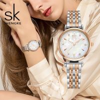 sk Shengke เข็มขัดเหล็ก แฟชั่น นาฬิกาผู้หญิง ของสุภาพสตรี เพชร rose gold Waterproof live generation ควอตซ์ นาฬิกา k0136