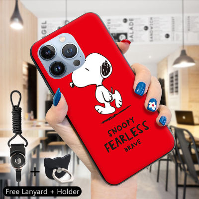 GGK เคสสำหรับ Apple iPhone 15 Pro Max 15 15 Pro แหวนใส่นิ้วสายคล้องตัวการ์ตูนน่ารักซิลิโคนสนูปี้เคสครอบโทรศัพท์ TPU ซิลิโคนกันกระแทก