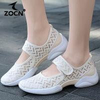 ZOCN รองเท้าผ้าใบสำหรับผู้หญิง Velcro รองเท้าลำลองไม่ลื่นขนาดบวก35-42