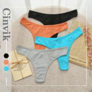 Cinvik Bikini Panty for Women Cotton Thong Seamless Panties Low-Rise