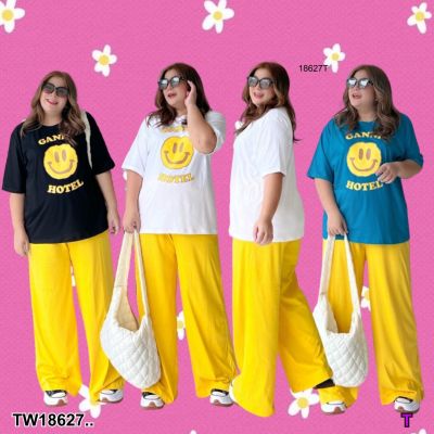 TW18627 Set #bigsize 2 ชิ้น เสื้อยืดแขนสั้น + กางเกงขายาว