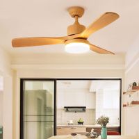 LED ceiling fan with light simple modern wooden fan remote lamp warm home dining room ceiling quiet fan Korea lamp Exhaust Fans