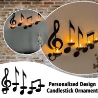 1 Set Candle Holder Wall-mounted Creative Handmade Metal Musical Note Key Shape Tea Light Display Stand Home Decor