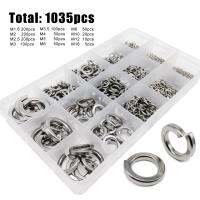 1035pcs M1.6 M2 M2.5 M3 M3.5 M4 M5 M6 M8M10M12M16 304 Stainless Steel Spring Split Lock Washer Assortment Kit Elastic Gasket Set