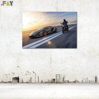 FAY-ดูคาติไดเวลโปสเตอร์ศิลปะบนผนังจักรยานและ Supercar Lambo 1260ผ้าใบพิมพ์ลายภาพวาดพิมพ์ออกมาตกแต่งบ้าน