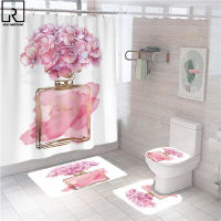 Ladies Perfume Print Shower Curtain White Fashion Bathroom Curtains Bath Mat Set Polyester Bathtub Partition Toilet Access sorry