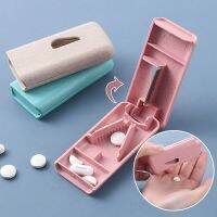 Pill Cutting Box 2 In 1 Transparent Mini Portable Quick Split Drug Divider Dustproof Pill Storage Box Medicine  First Aid Storage