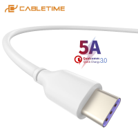 Hot CABLETIME Type C สายเคเบิล5A การส่งข้อมูล Super สายชาร์จ USB สำหรับ Samsung 10 Plus Z-Flip Mate 30pro C275