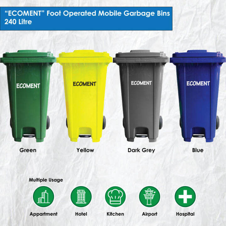 ECOMENT/AKASIA Step On Bins / Foot Operated Mobile Garbage Bins / Foot ...