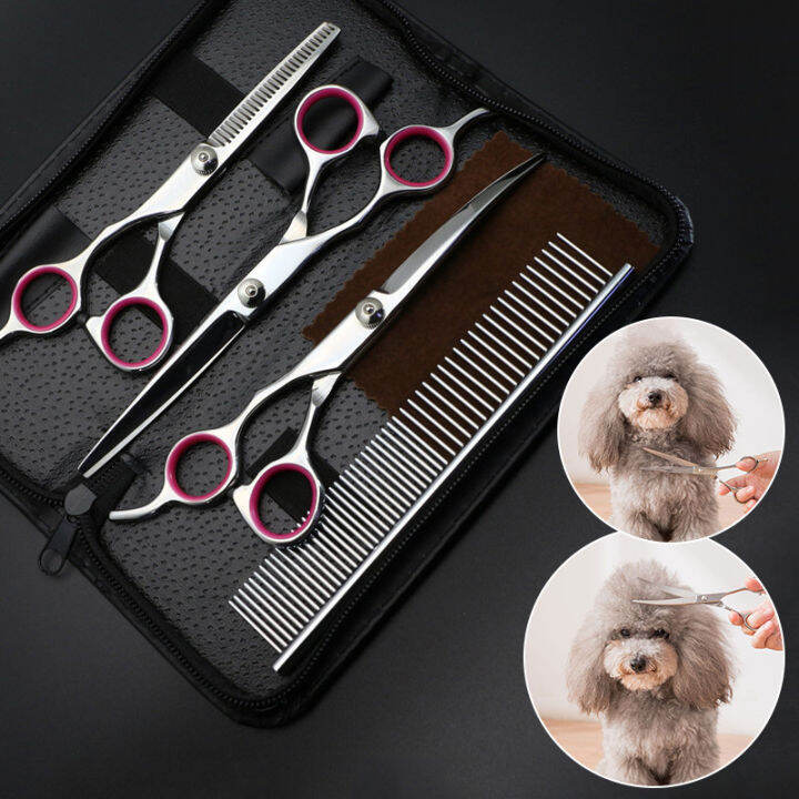 Pet Grooming Scissors Kit， 4 in 1 Dog Cat Grooming Scissors Set ，Dog Grooming Scissors Kit for