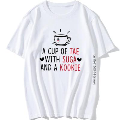 Harajuku Tshirt A Cup Of Tae With Suga And Kookie T-Shirt Sonyeondan K-Pop Art Korean Fashion Summer Men Clothes