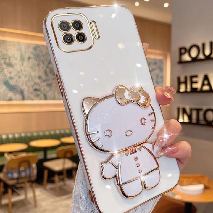 folding-makeup-mirror-phone-case-for-oppo-a73-2020-f17-a93-2020-reno-4f-reno-4-lite-f17-pro-case-fashion-cartoon-cute-cat-multifunctional-bracket-plating-tpu-soft-cover-casing