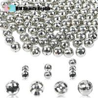 GEFIERN 120PCS เงินสีเงิน ลูกปัดดิสโก้บอล กลมกลมๆ ลูกบอลลูกบอลลูกบอล ลูกปัด mirrorball อุปกรณ์เสริมเครื่องแต่งกาย 10มม. ค่ะ 80S ค่ะ สำหรับทำเครื่องประดับ