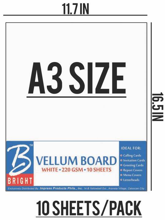 Bright Vellum Board 220GSM (White) A3 Size Lazada PH