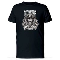 เสื้ เสื้อยืด พิมพ์ลาย Black Panther Tattoo Shop สําหรับผู้ชายS-5XL  QYI8