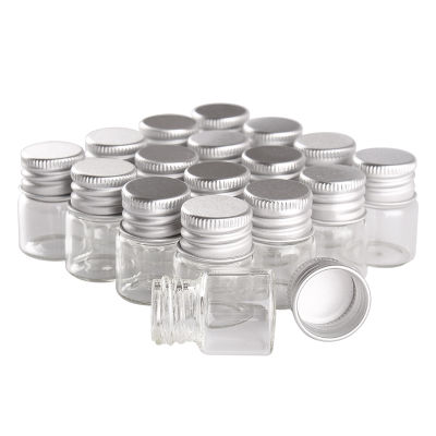 48pcs 5ml 22*30mm Glass Bottles with Aluminium Caps Mini Glass Jars Tiny Vials for Ink