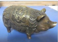 FOLK COLLECTON! CHINESE HANDWORK OLD COPPER PIG STATUE