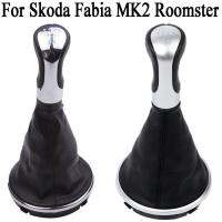 แท่งคันเกียร์5สปีด &amp; ผ้าคลุมรองเท้าบู๊ทไกสำหรับ Skoda Fabia MK2 Roomster หนัง PU การเปลี่ยนเกียร์ด้วยมือขับด้านซ้ายมือ