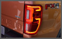 ไฟท้าย Ford Ranger T6 Wildtrak LED เลนส์สีแดง ไฟหรี่วิ่งตอนเปิดครั้งแรก และไฟเลี้ยวเป็นแบบวิ่ง มีคลิป