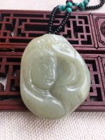 【CW】 A hetian jade double Hand-Carved guanyin pendant necklace men pendants